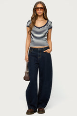 Antonela Striped V Neck T Shirt