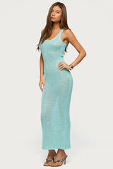 Abby Sequin Sheer Knit Maxi Dress