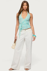 Aquarelle Striped Wrap Halter Top