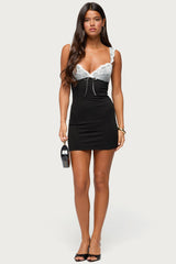 Allee Contrast Lacey Mini Dress